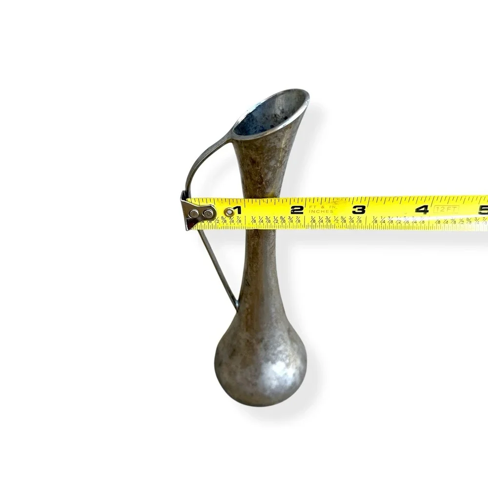 Vintage French Silver Plated Brass‎ Metal Single Bud Vase 7